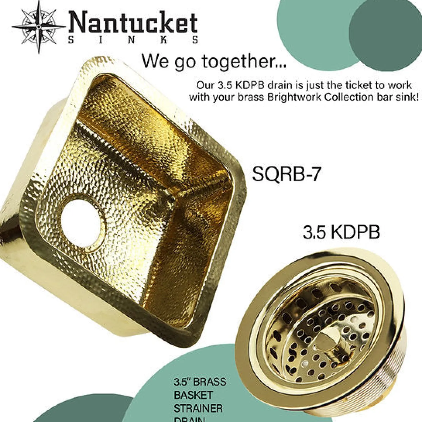 Nantucket Sinks Bright Hammered Brass 17" Undermount Bar Sink