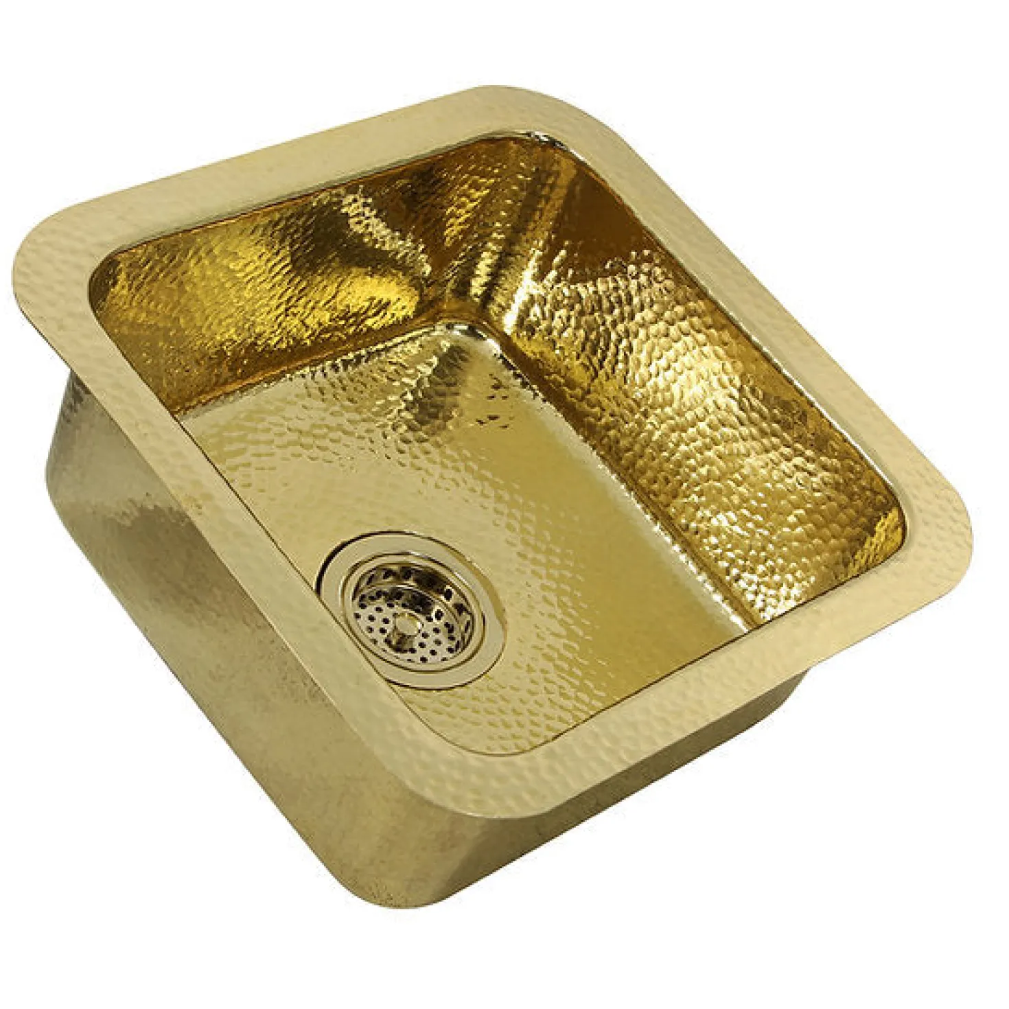 Nantucket Sinks Bright Hammered Brass 17" Undermount Bar Sink
