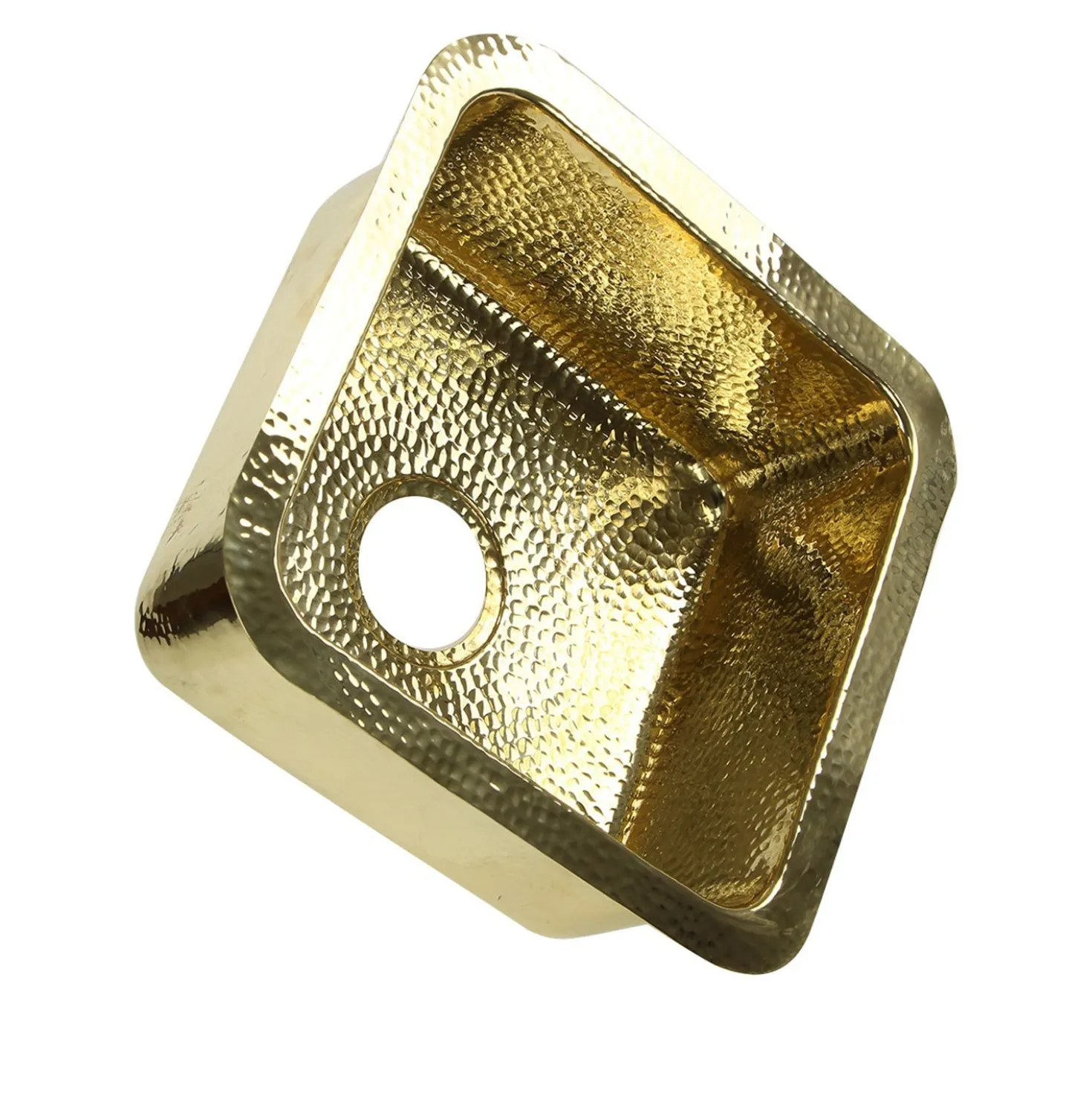 Nantucket Sinks Bright Hammered Brass 17" Undermount Bar Sink