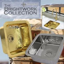 Nantucket Sinks Bright Hammered Brass 17