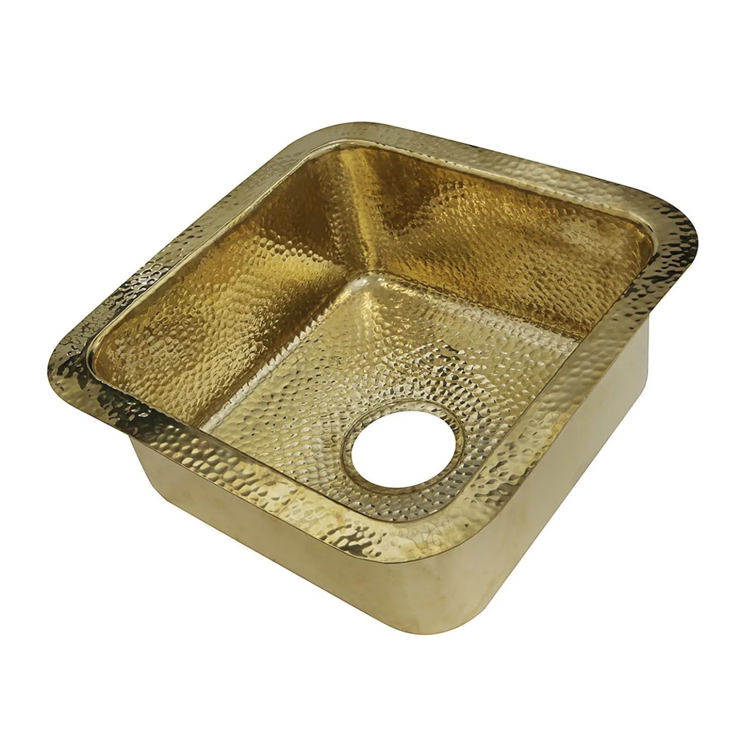 Nantucket Sinks Bright Hammered Brass 17" Undermount Bar Sink