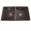 Nantucket Sinks 33" Double Bowl Coffee Brown Farmhouse Fireclay Kitchen Sink T-FCFS33CB-DBL