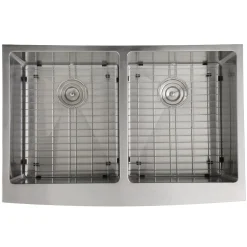 Nantucket Sinks 33" Double Bowl Farmhouse Apron Front Stainless Steel Kitchen Sink