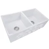 Nantucket Sinks Double Bowl Farmhouse Fireclay Sink with Filigree Apron