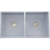 Nantucket Sinks Double Bowl Farmhouse Fireclay Sink with Shabby Sugar Finish
