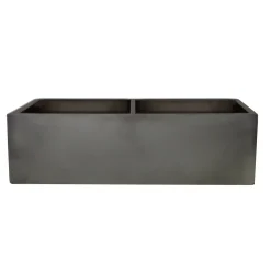 Nantucket Sinks Double Bowl Farmhouse Fireclay Sink with Concrete Finish