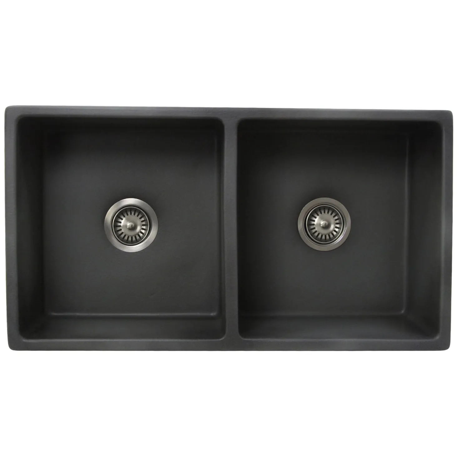 Nantucket Sinks Double Bowl Farmhouse Fireclay Sink with Concrete Finish