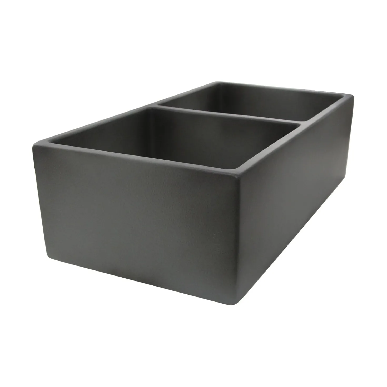 Nantucket Sinks Double Bowl Farmhouse Fireclay Sink with Concrete Finish