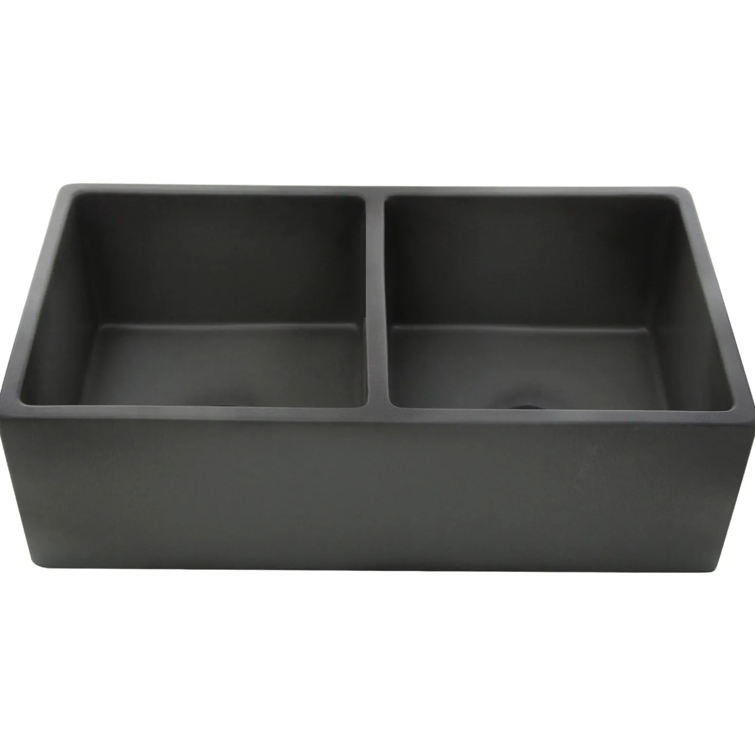 Nantucket Sinks Double Bowl Farmhouse Fireclay Sink with Concrete Finish