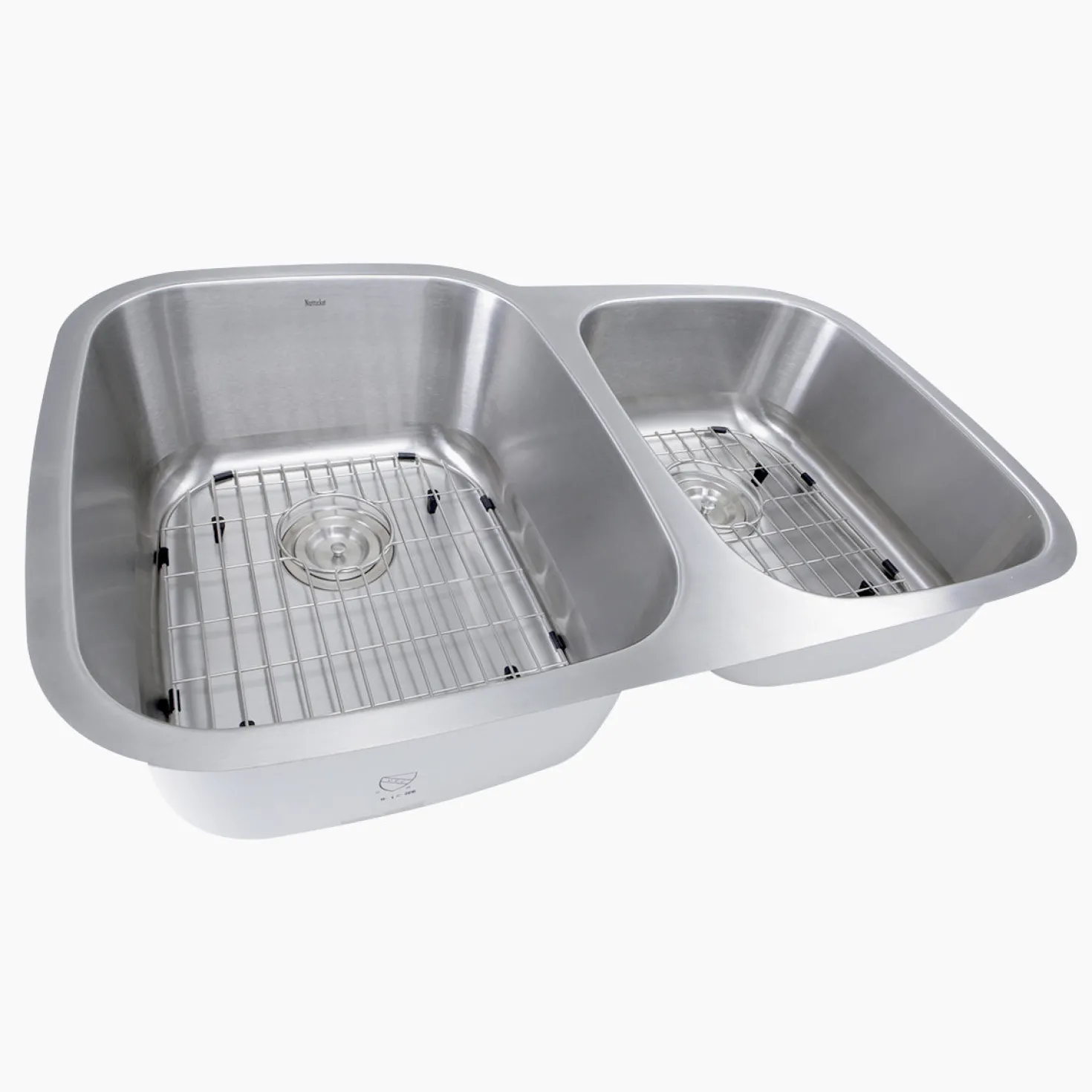 Nantucket Sinks 60/40 Double Bowl 16 Gauge Kitchen Sink with Cutting Board, Grids and Colander Drains