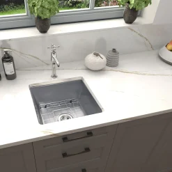Nantucket Sinks 18" Dual-Mount Fireclay Kitchen Sink Prep Sink in Grey