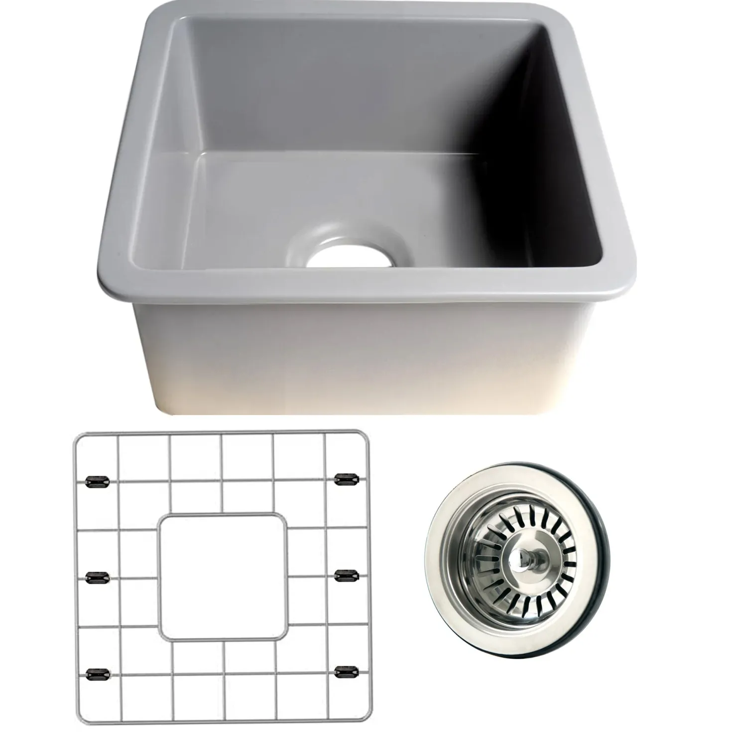 Nantucket Sinks 18" Dual-Mount Fireclay Kitchen Sink Prep Sink in Grey