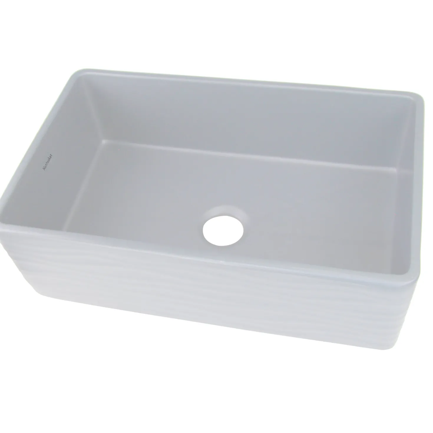 Nantucket Sinks 33" Farmhouse Fireclay Sink with Waves Apron