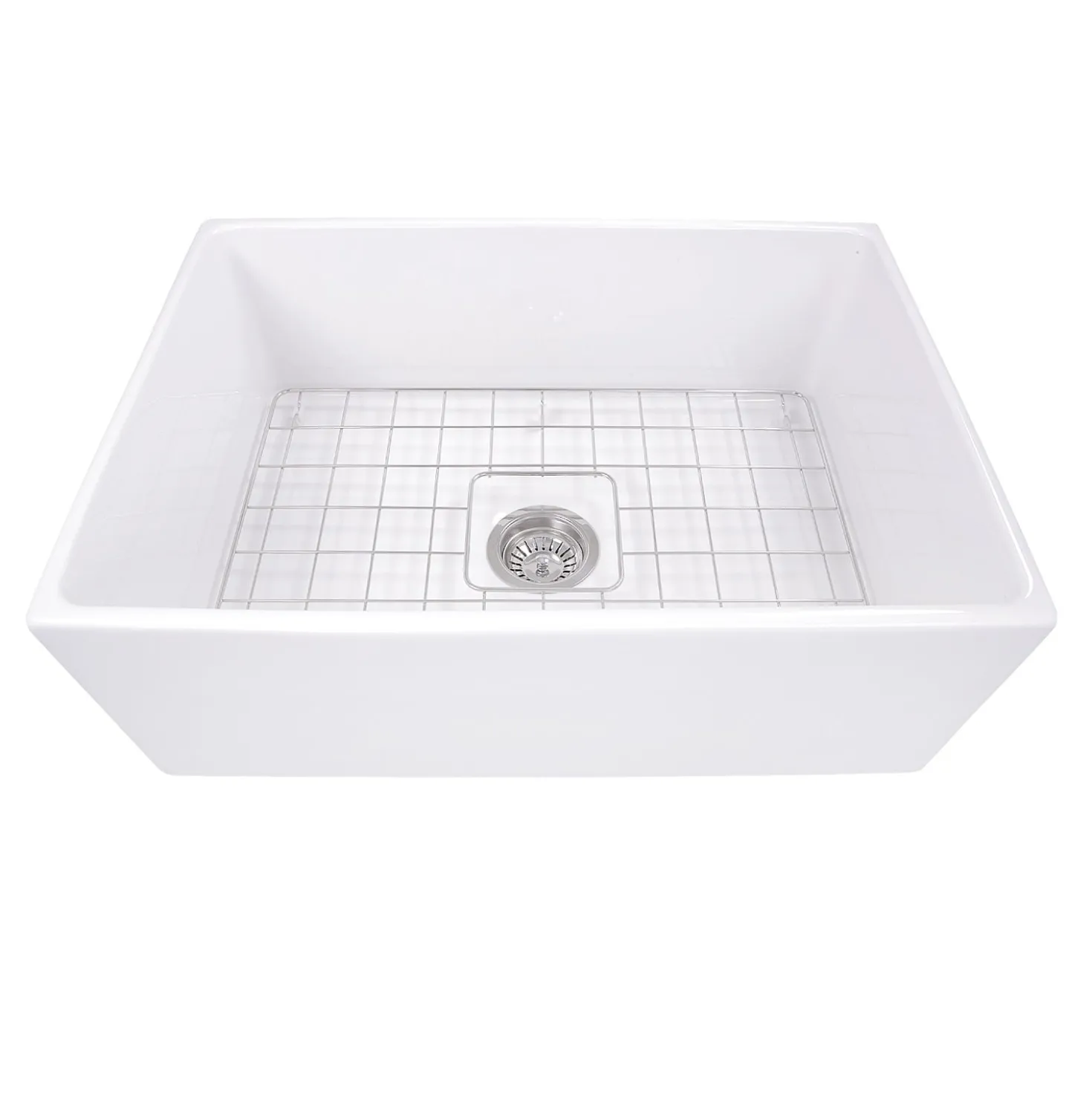 Nantucket Sinks 27" Farmhouse Fireclay Sink with Drain and Grid