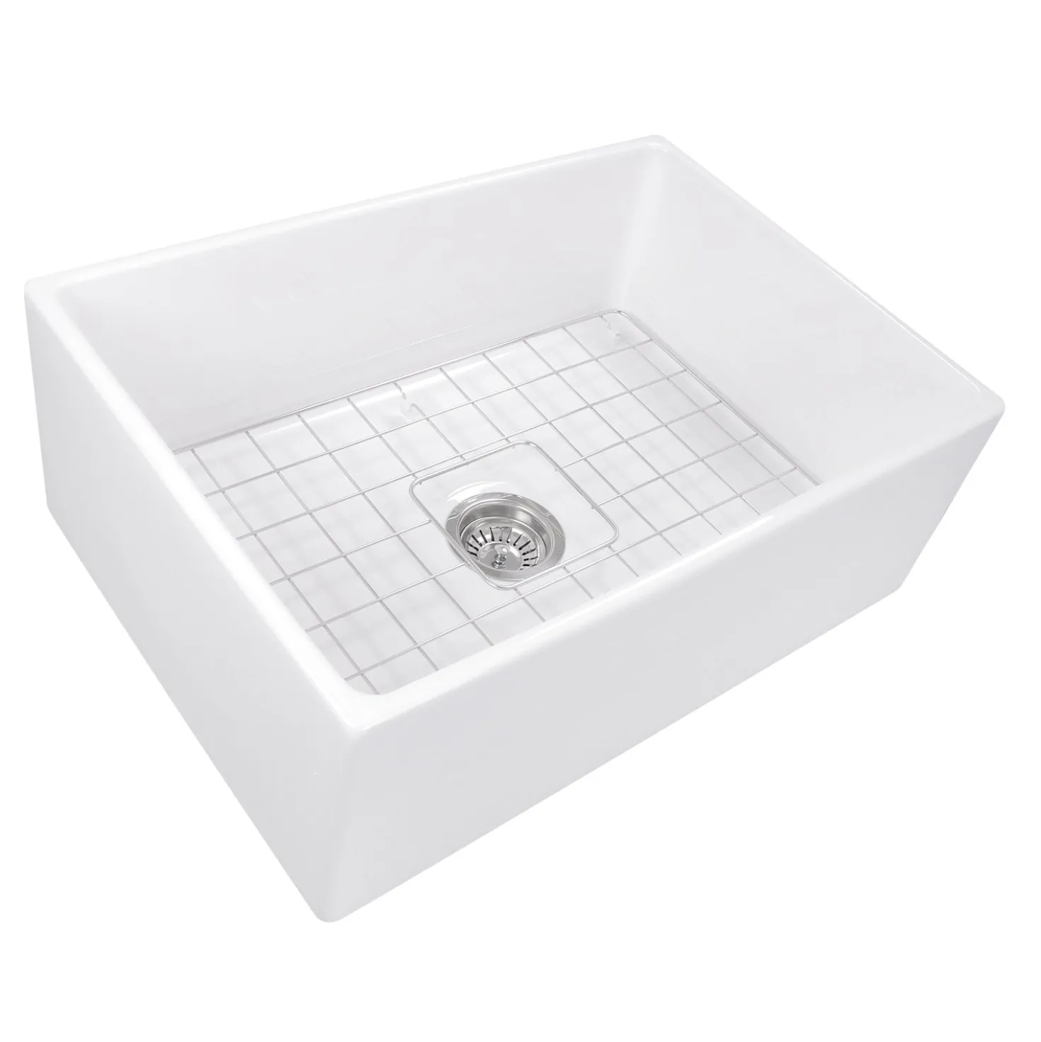Nantucket Sinks 27" Farmhouse Fireclay Sink with Drain and Grid
