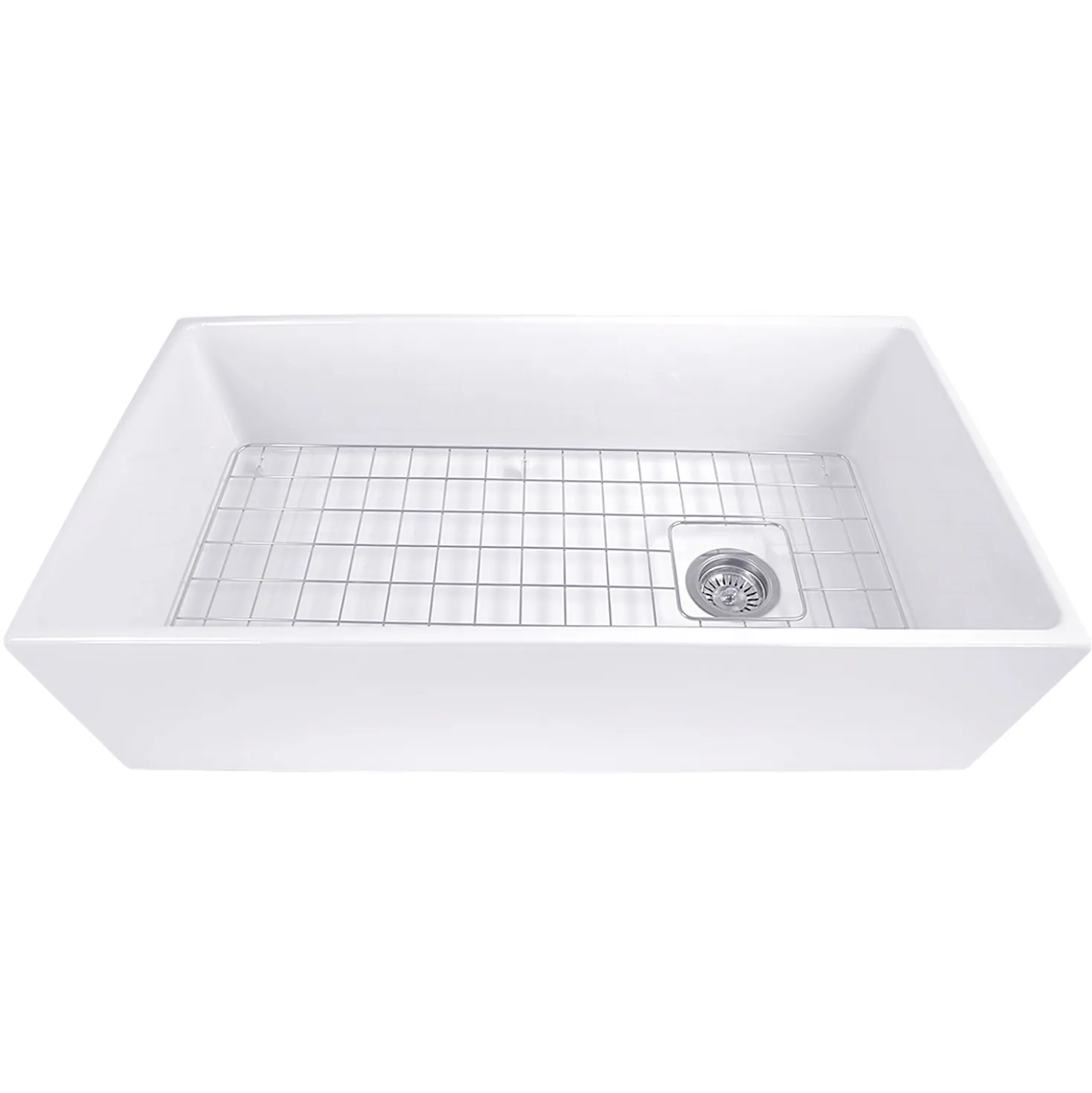 Nantucket Sinks 36" Farmhouse Fireclay Sink with Offset Drain and Grid