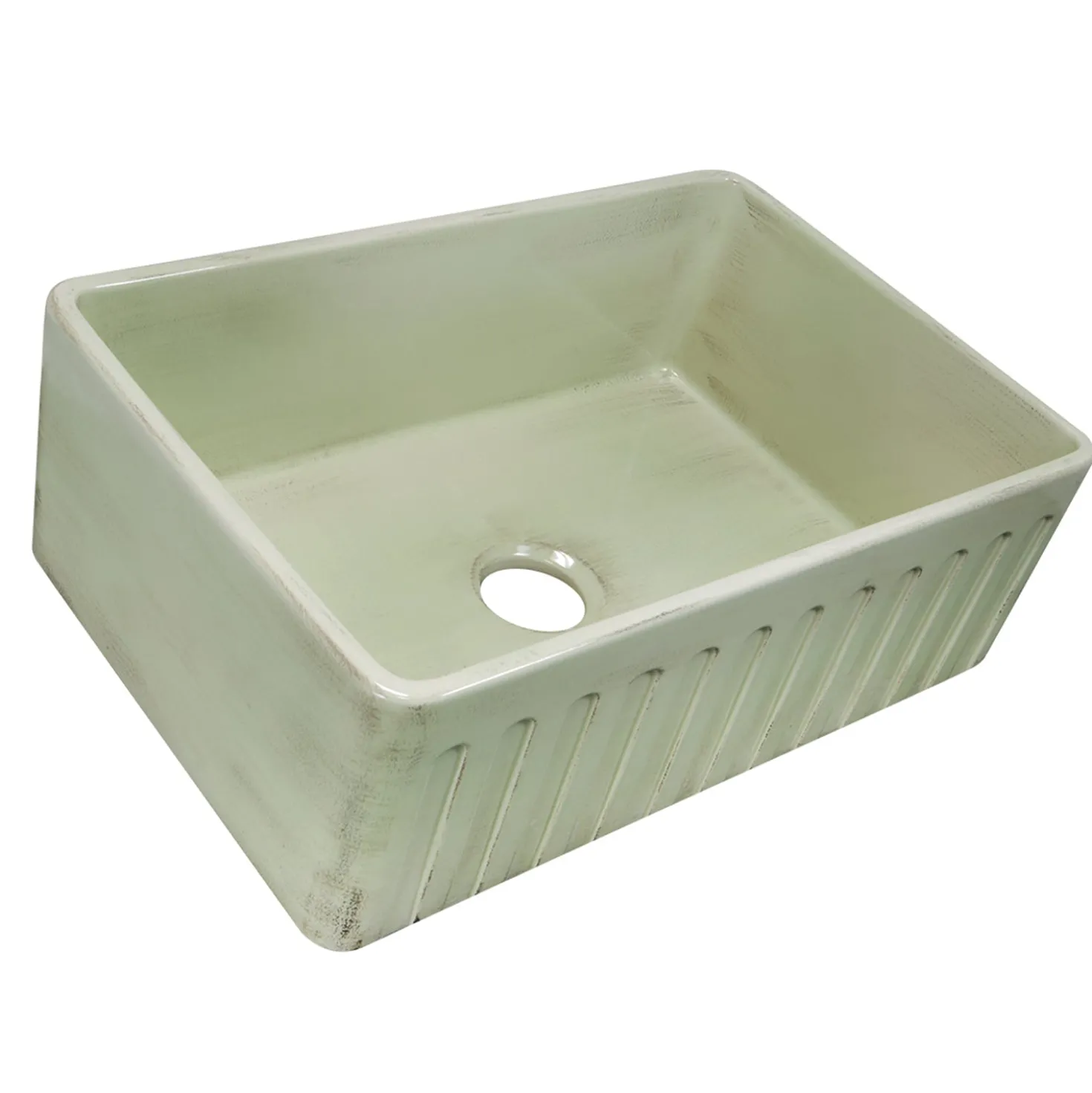 Nantucket Sinks 30" Farmhouse Fireclay Sink with Shabby Green Finish