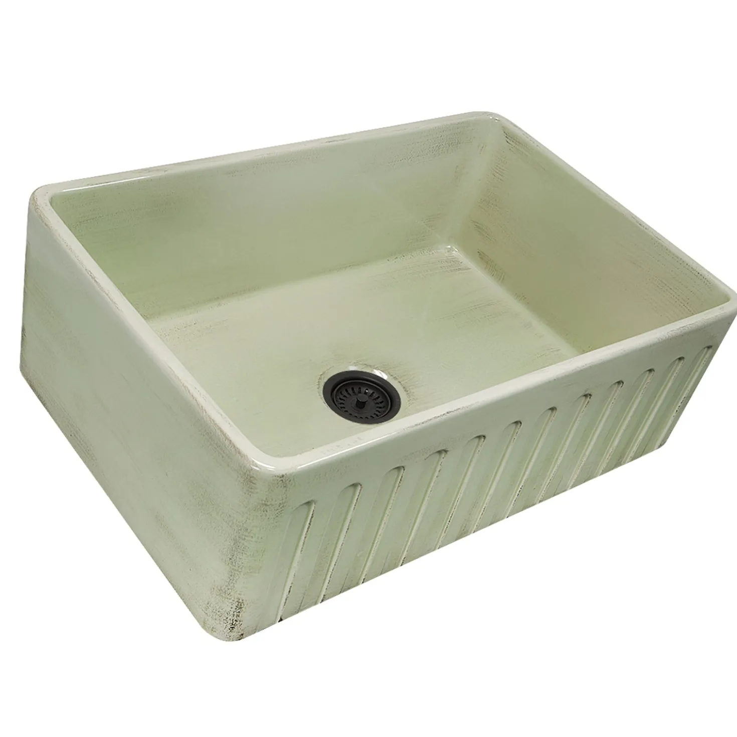 Nantucket Sinks 30" Farmhouse Fireclay Sink with Shabby Green Finish