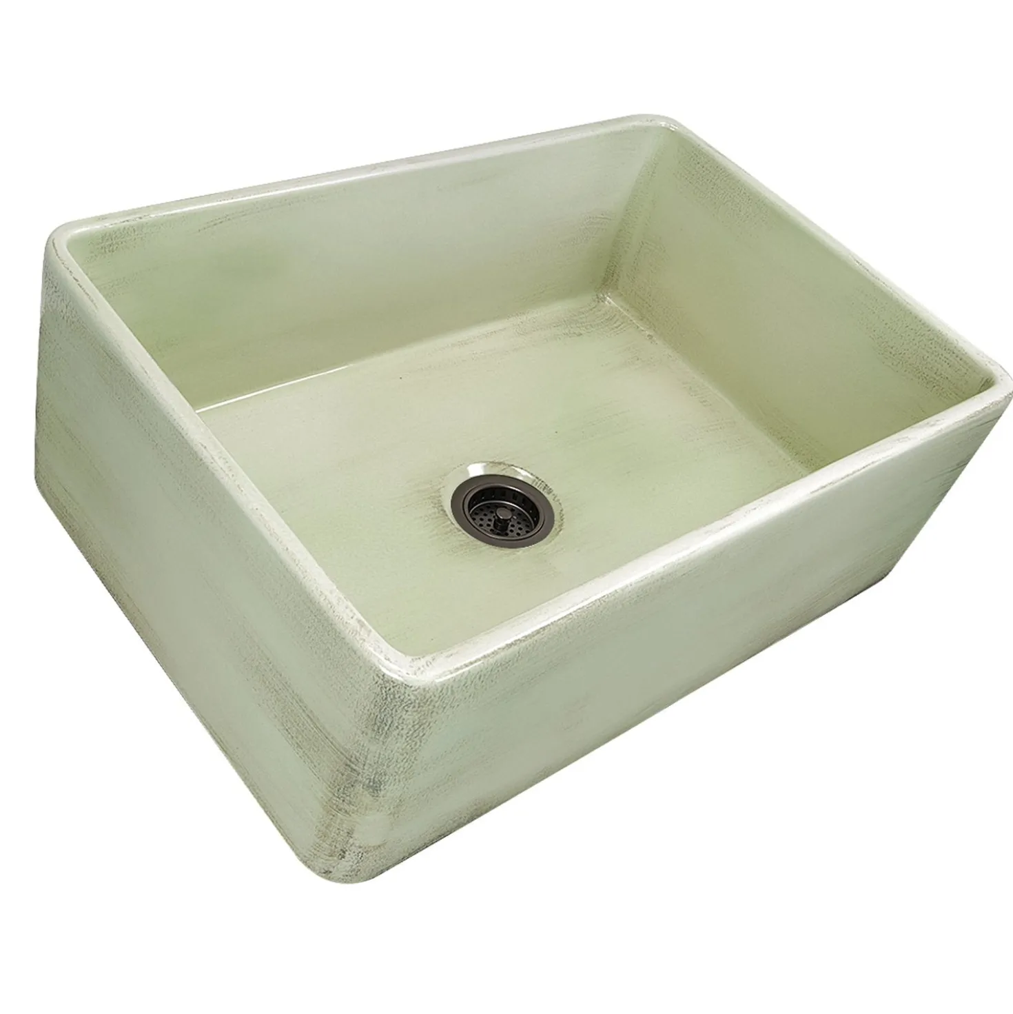 Nantucket Sinks 30" Farmhouse Fireclay Sink with Shabby Green Finish
