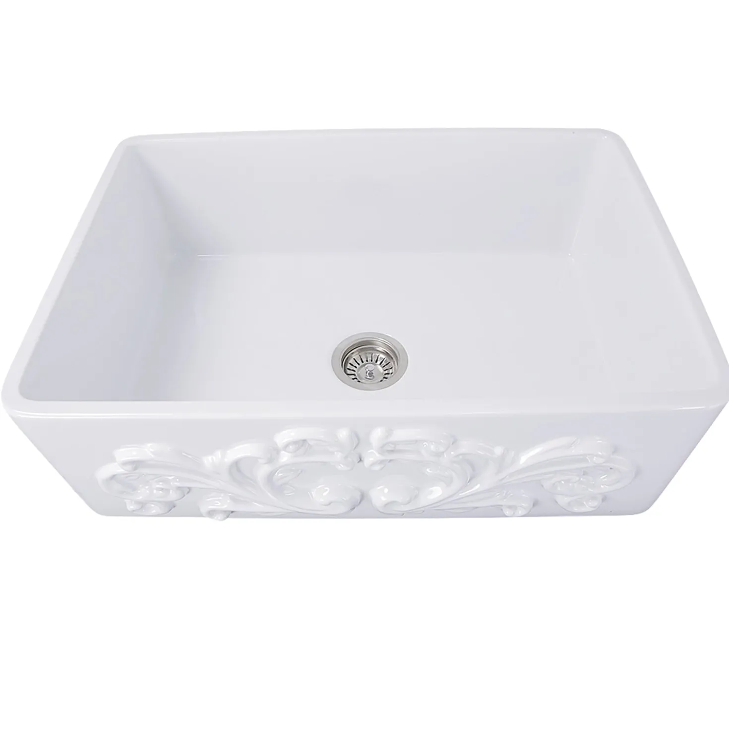 Nantucket Sinks 33" Farmhouse Fireclay Sink with Filigree Apron