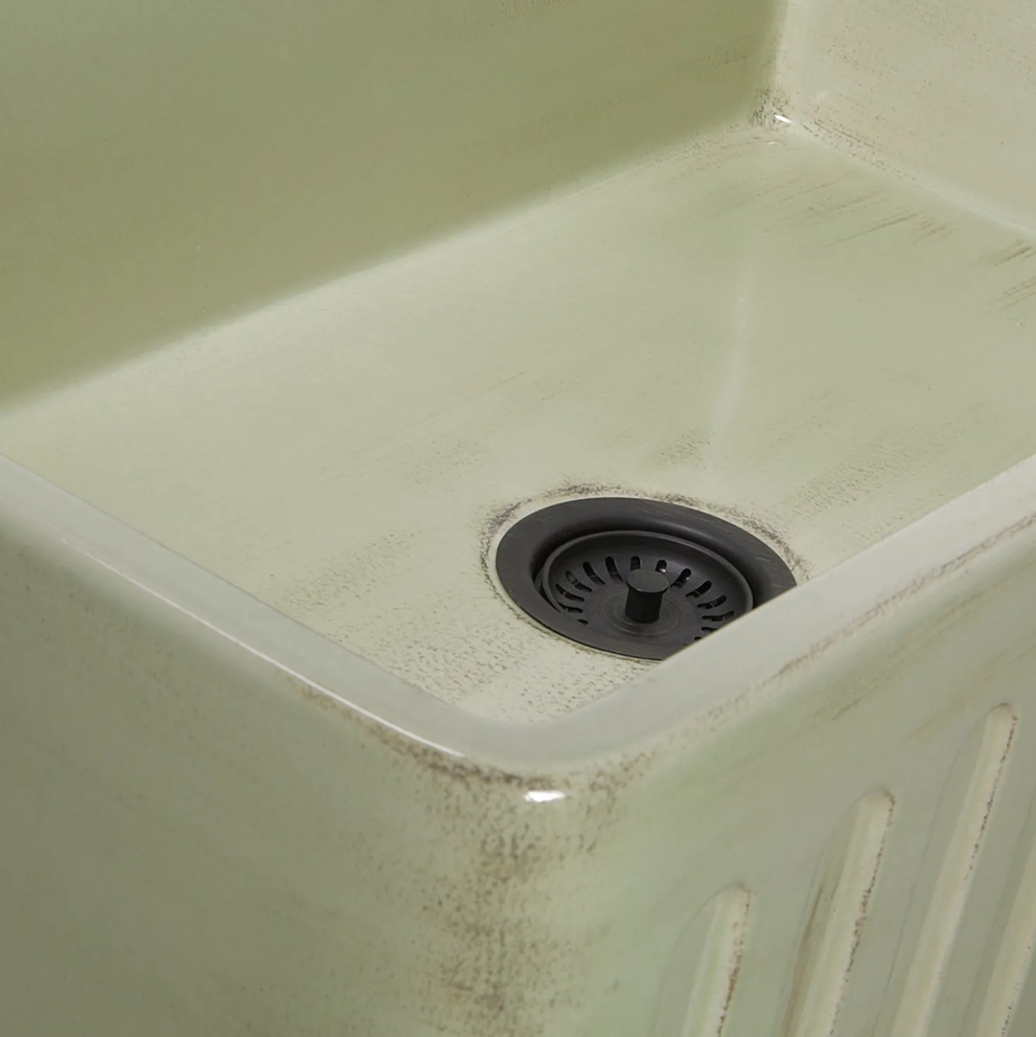 Nantucket Sinks 33" Farmhouse Fireclay Sink with Shabby Green Finish