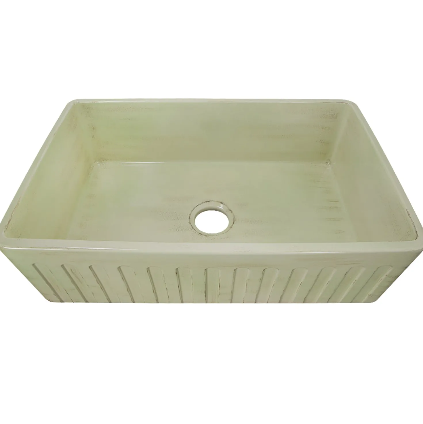 Nantucket Sinks 33" Farmhouse Fireclay Sink with Shabby Green Finish