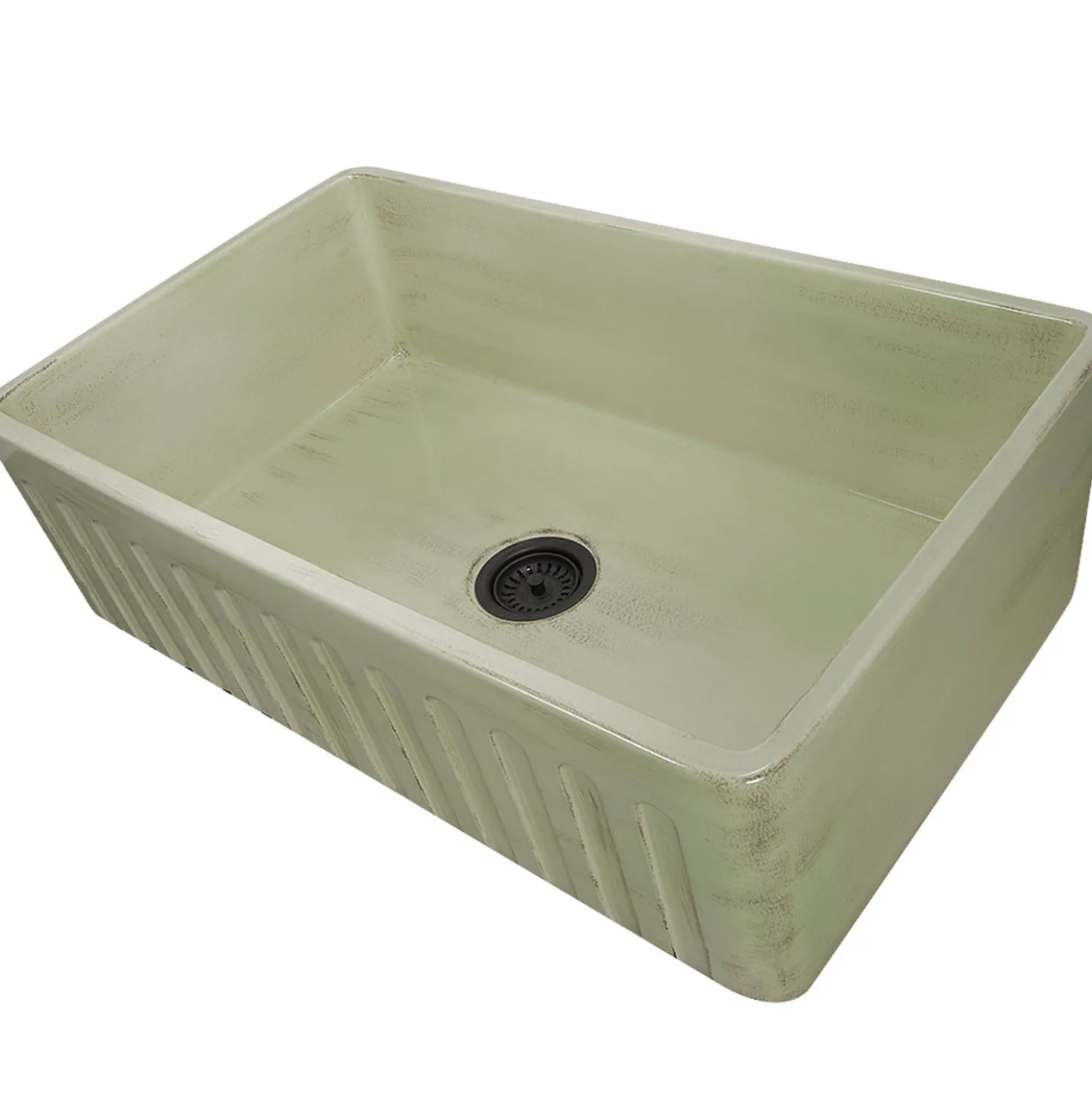 Nantucket Sinks 33" Farmhouse Fireclay Sink with Shabby Green Finish