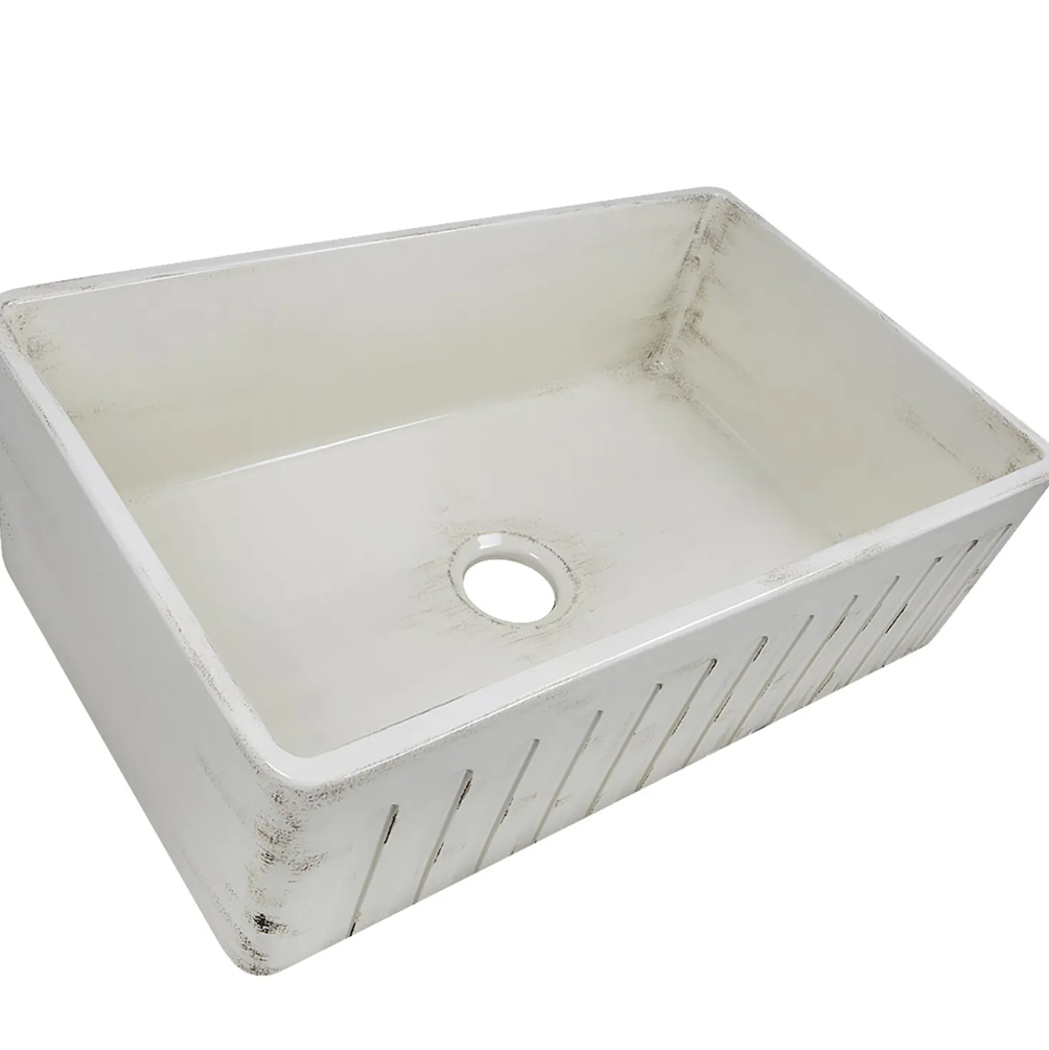 Nantucket Sinks 33" Farmhouse Fireclay Sink with Shabby Straw Finish