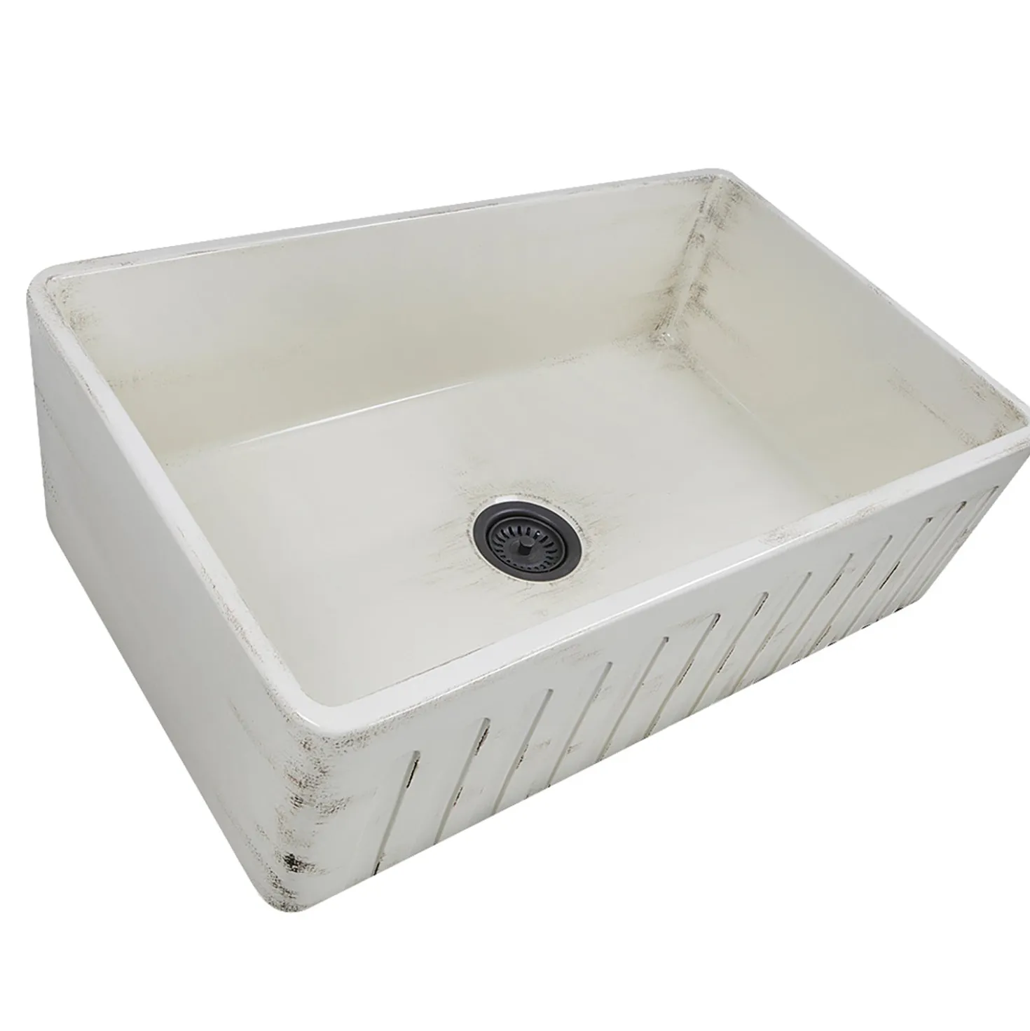 Nantucket Sinks 33" Farmhouse Fireclay Sink with Shabby Straw Finish
