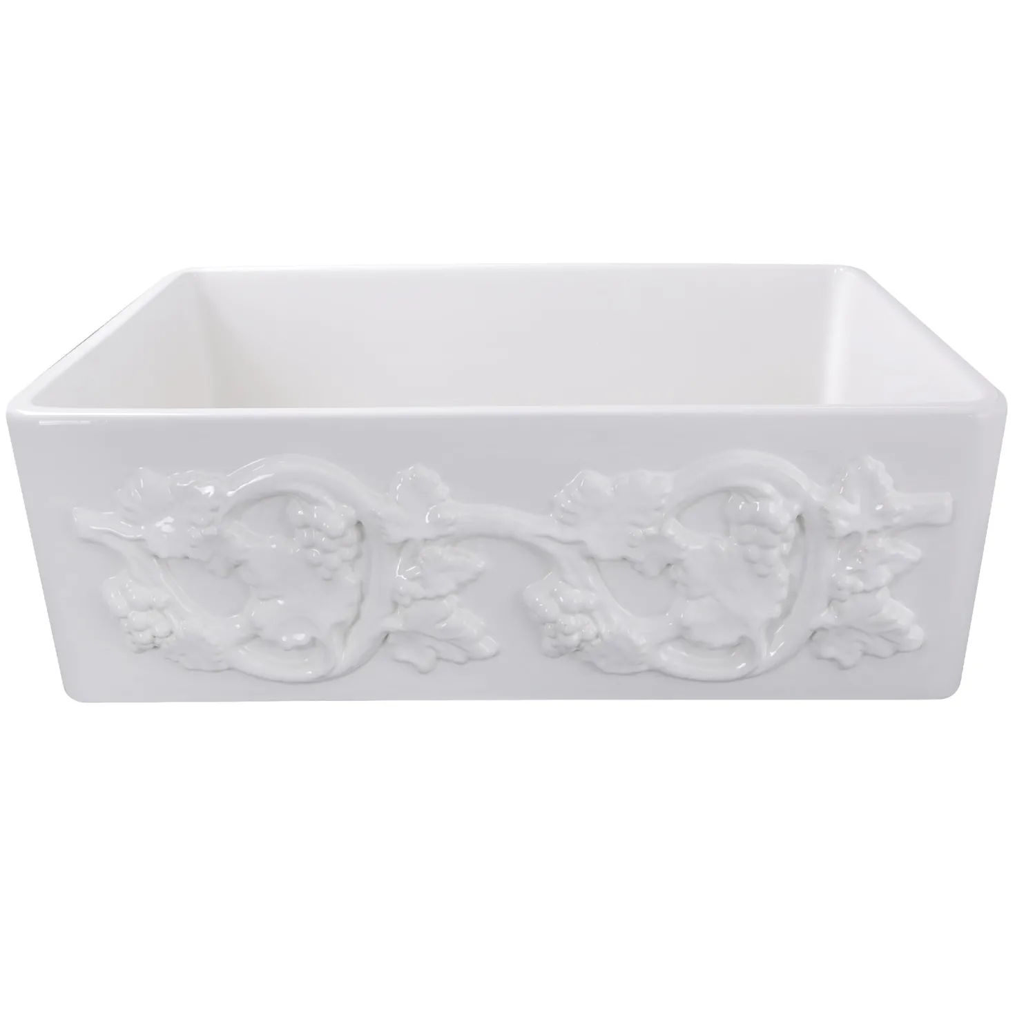 Nantucket Sinks 30" Farmhouse Fireclay Sink with Grapes Apron
