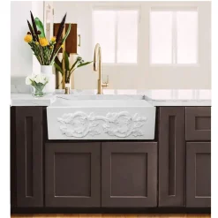 Nantucket Sinks 30" Farmhouse Fireclay Sink with Grapes Apron