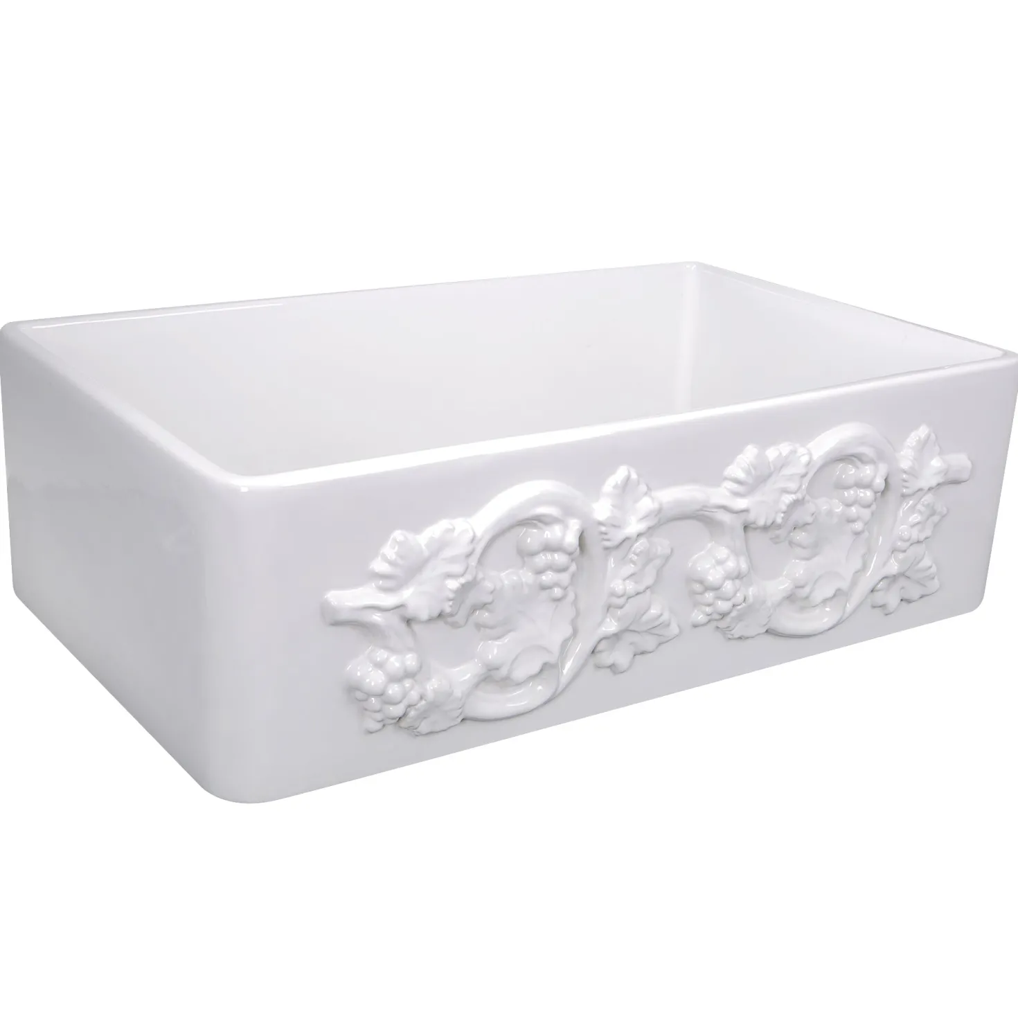 Nantucket Sinks 30" Farmhouse Fireclay Sink with Grapes Apron