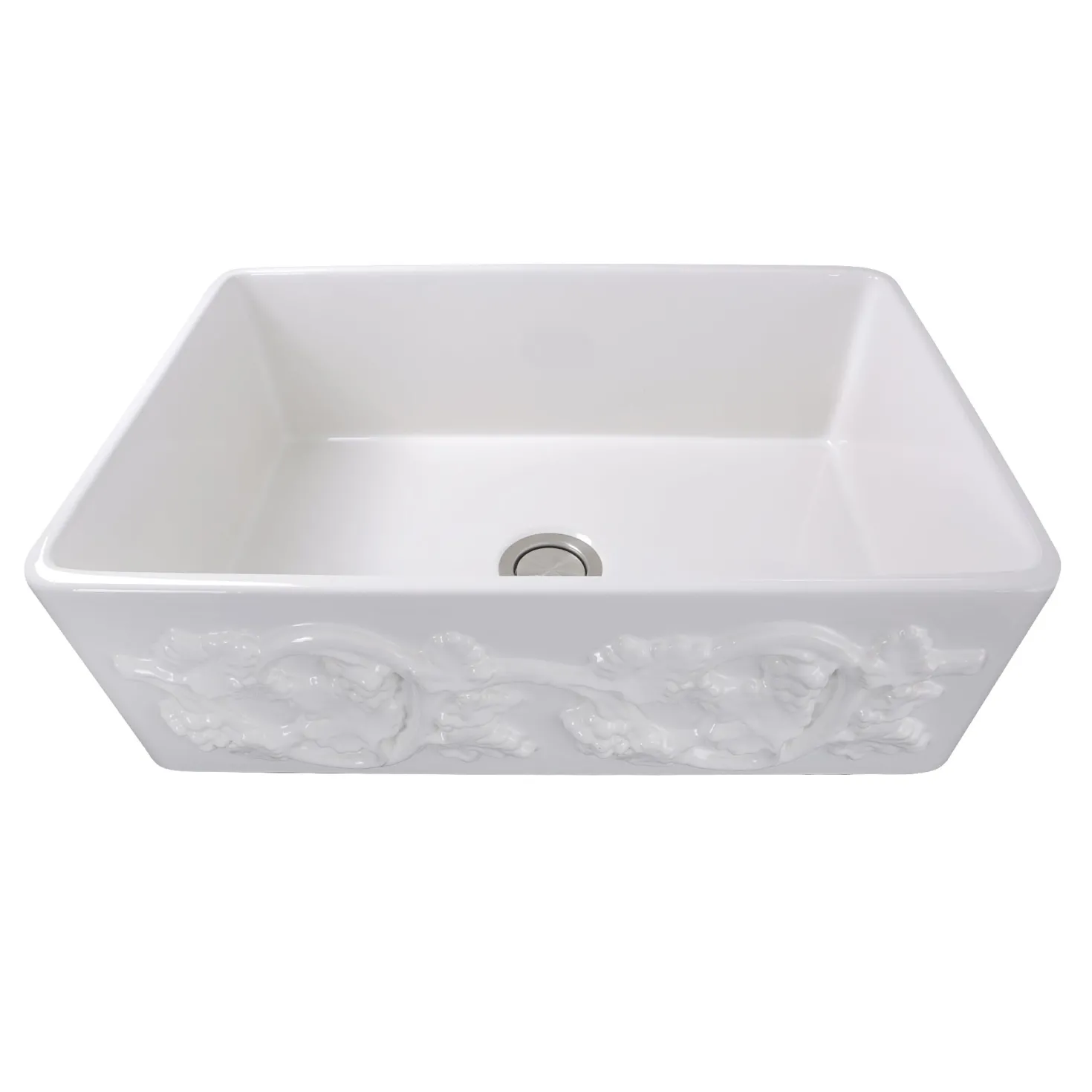 Nantucket Sinks 30" Farmhouse Fireclay Sink with Grapes Apron