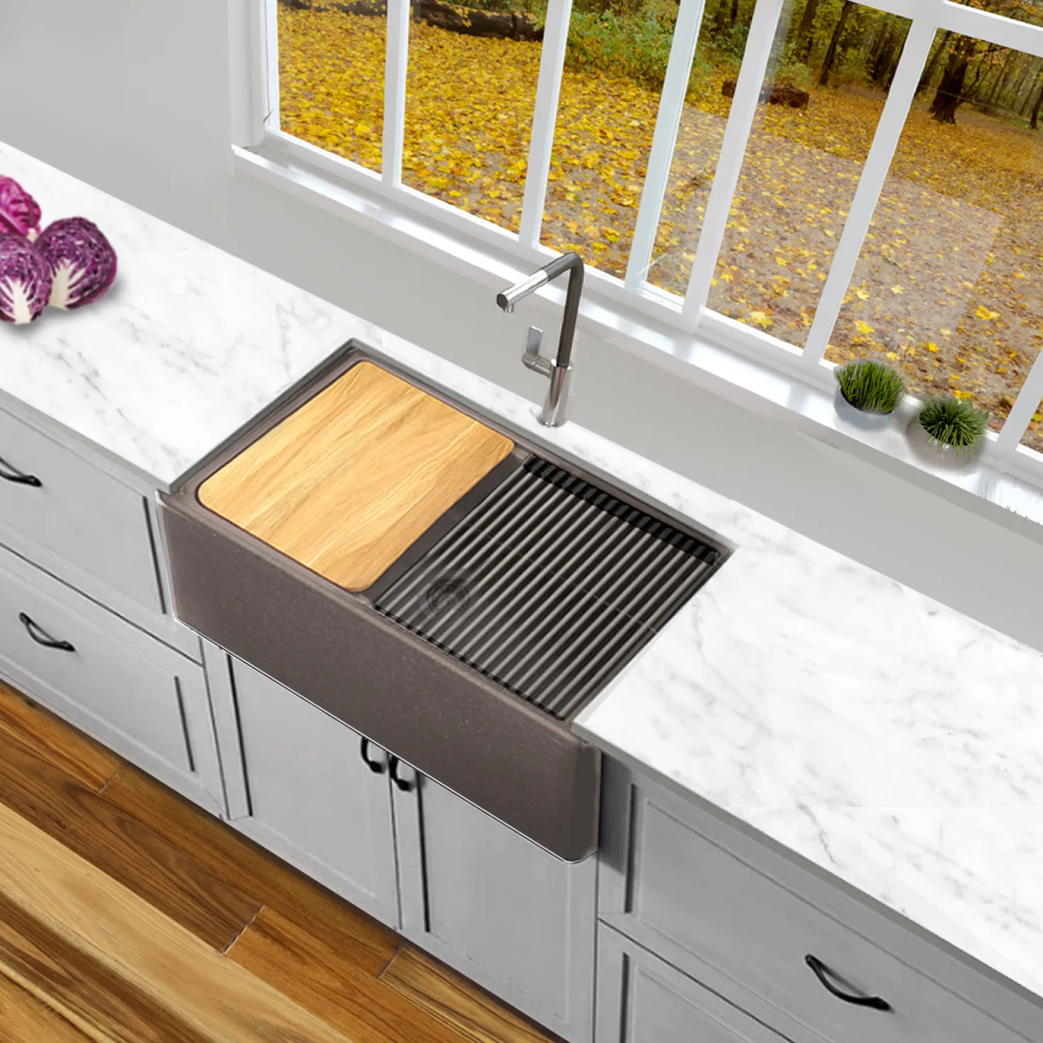 Nantucket Sinks 30" Granite Composite Workstation Apron Sink