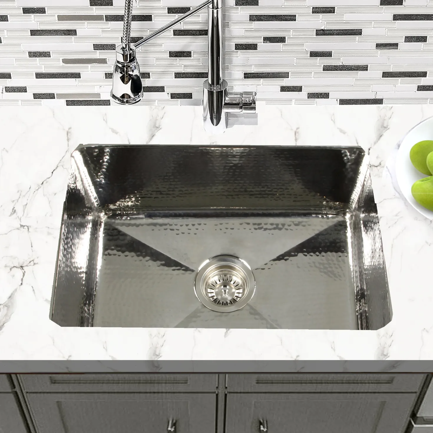 Nantucket Sinks 23" Hammered Stainless Steel Rectangle Kitchen Sink