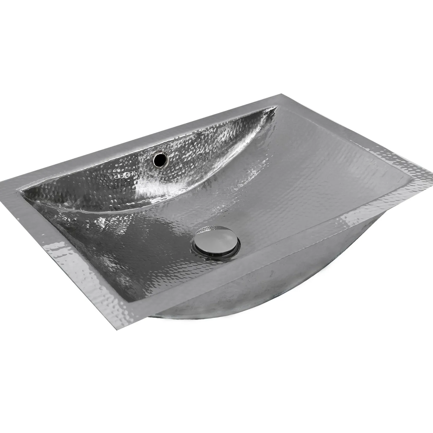 Nantucket Sinks Hammered Stainless Steel Rectangle Undermount Bathroom Sink with Overflow