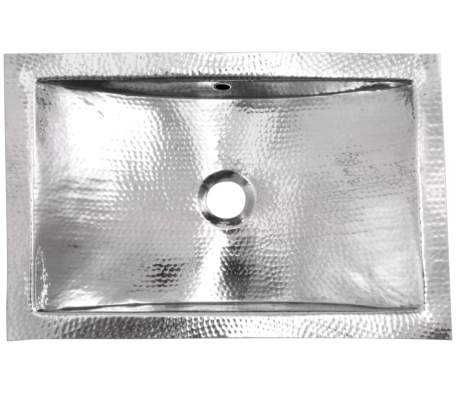 Nantucket Sinks Hammered Stainless Steel Rectangle Undermount Bathroom Sink with Overflow