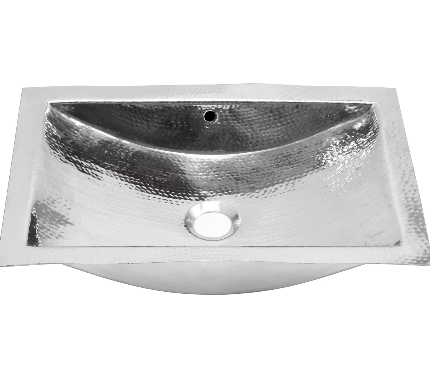 Nantucket Sinks Hammered Stainless Steel Rectangle Undermount Bathroom Sink with Overflow