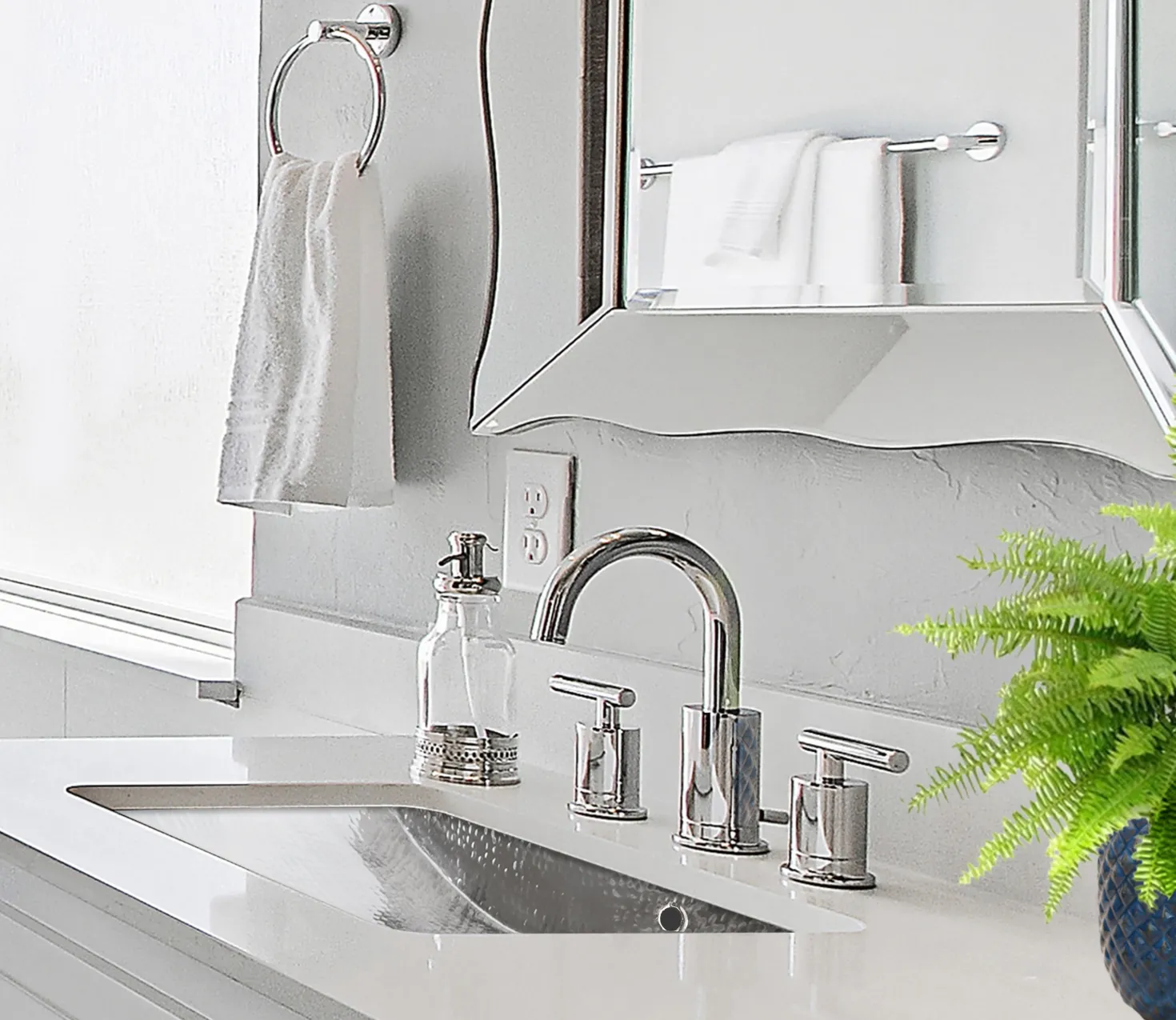 Nantucket Sinks Hammered Stainless Steel Rectangle Undermount Bathroom Sink with Overflow