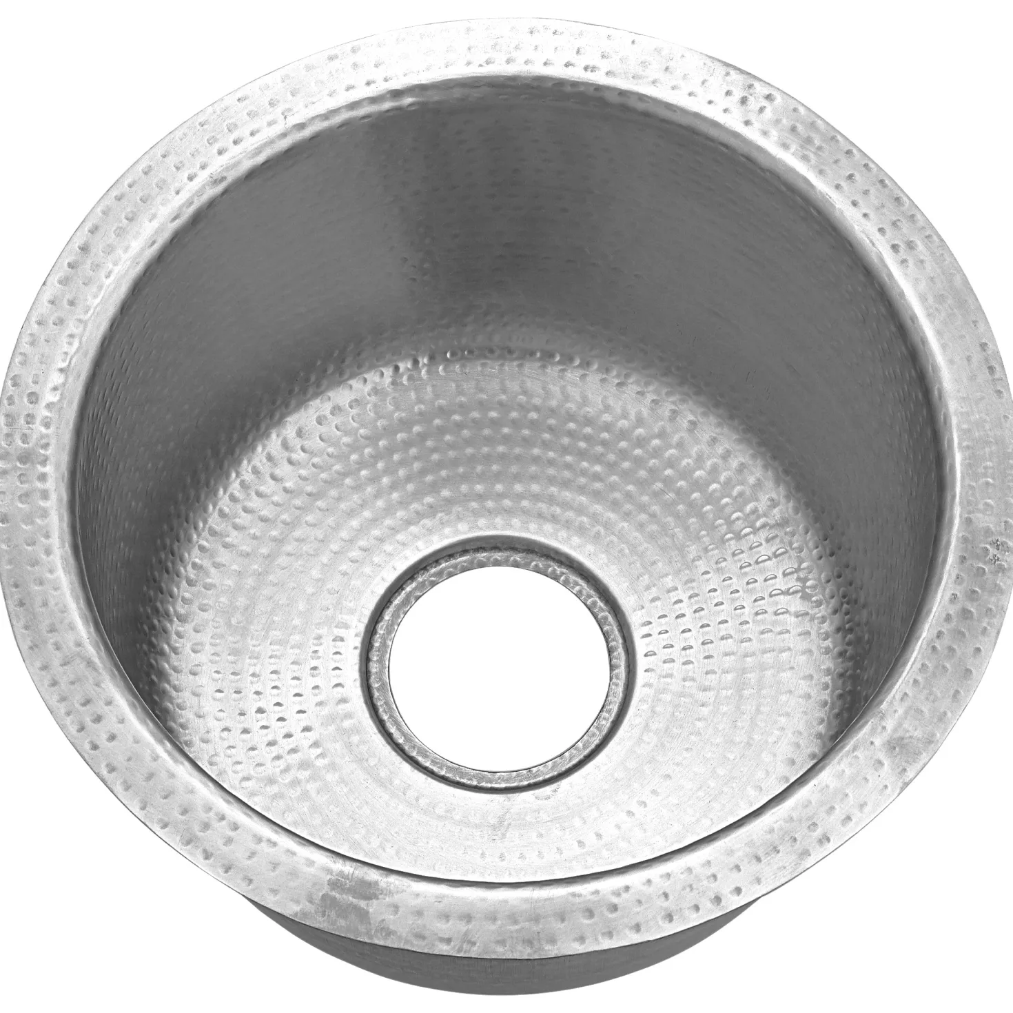 Nantucket Sinks 15" Hand Hammered Round Stainless Steel Bar Sink Satin Matte Finish