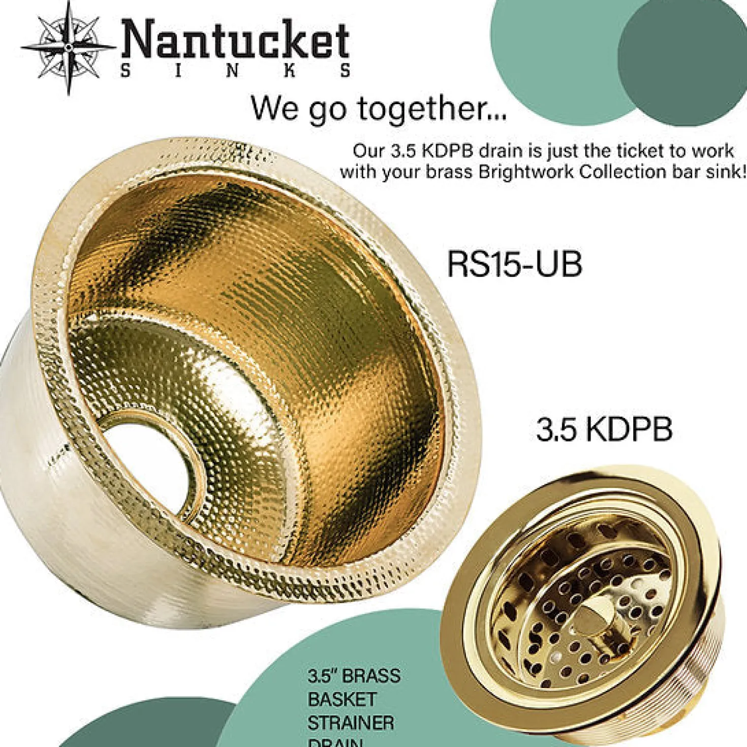 Nantucket Sinks 15"Hand Hammered Round Brass Bar Sink