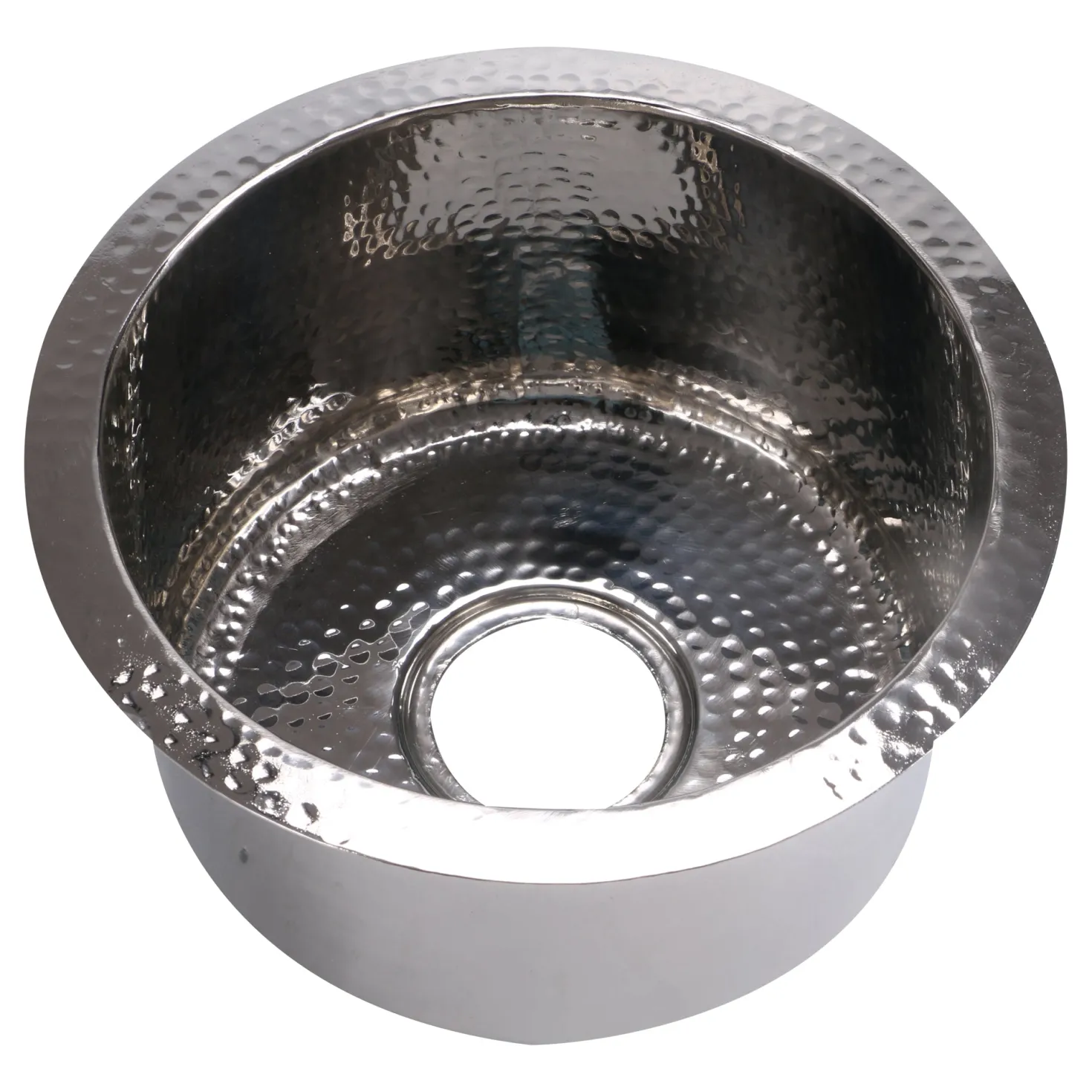 Nantucket Sinks 15"Hand Hammered Round Stainless Steel Bar Sink