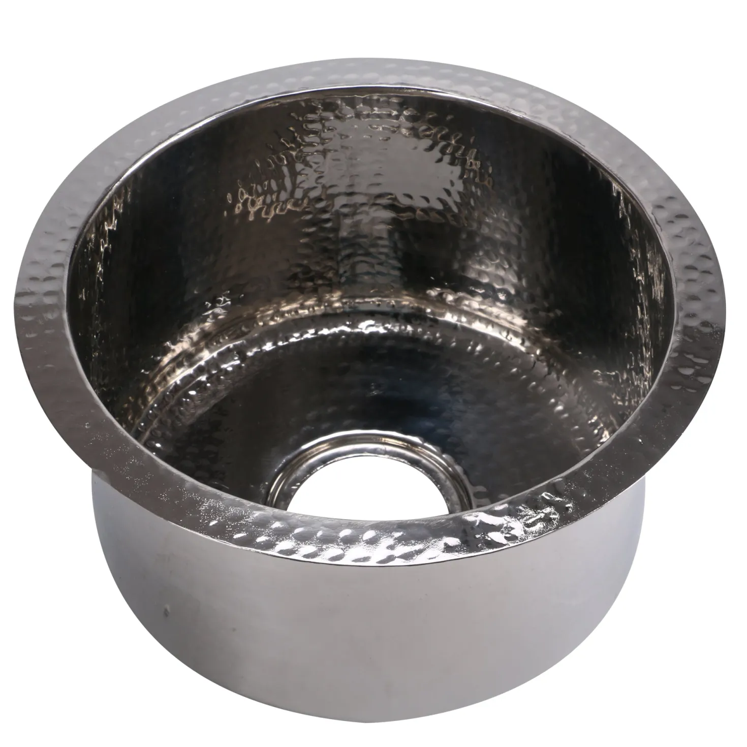 Nantucket Sinks 15"Hand Hammered Round Stainless Steel Bar Sink