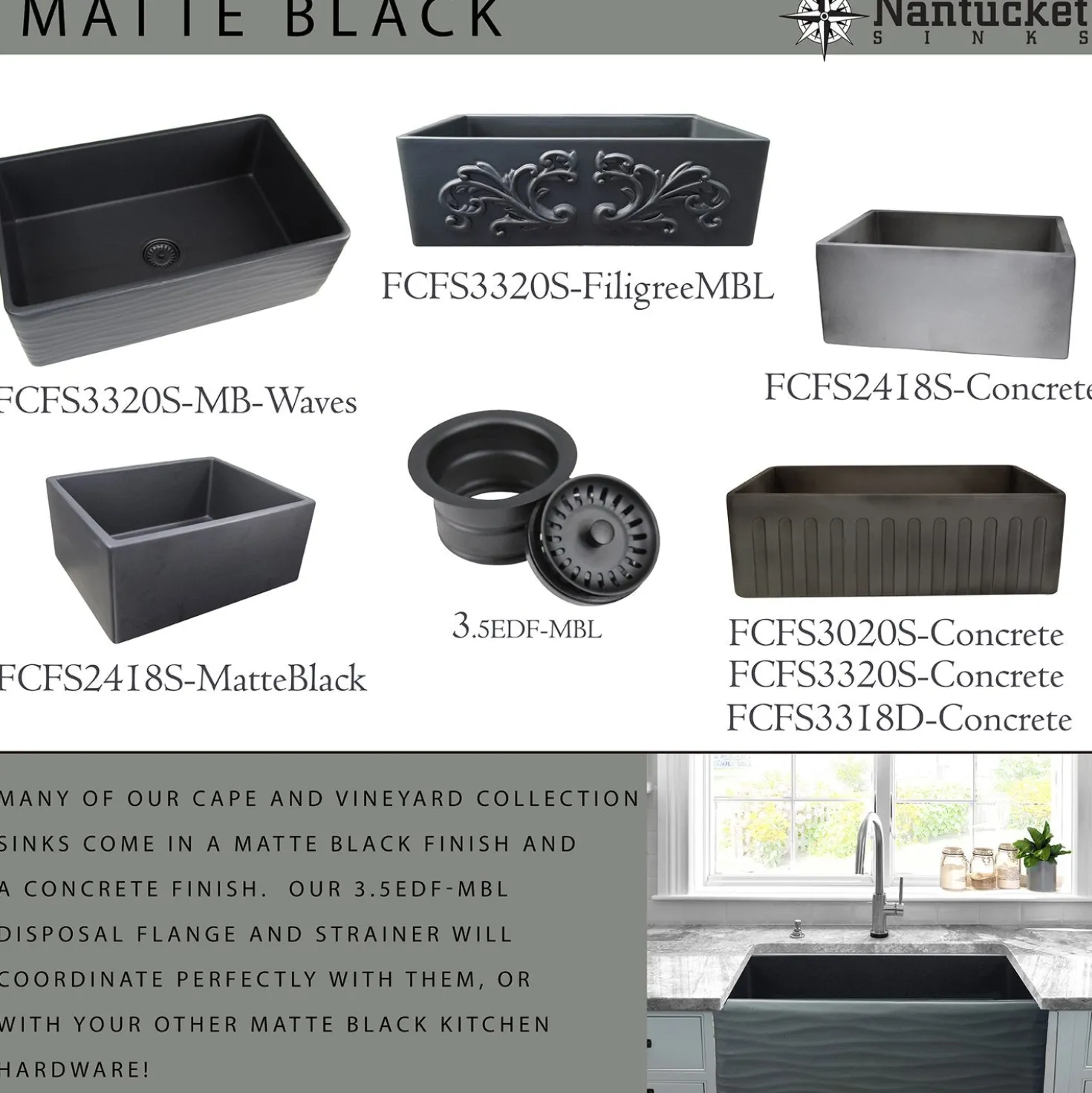 Nantucket Sinks 3.5-Inch Extended Flange Disposal Kitchen Drain