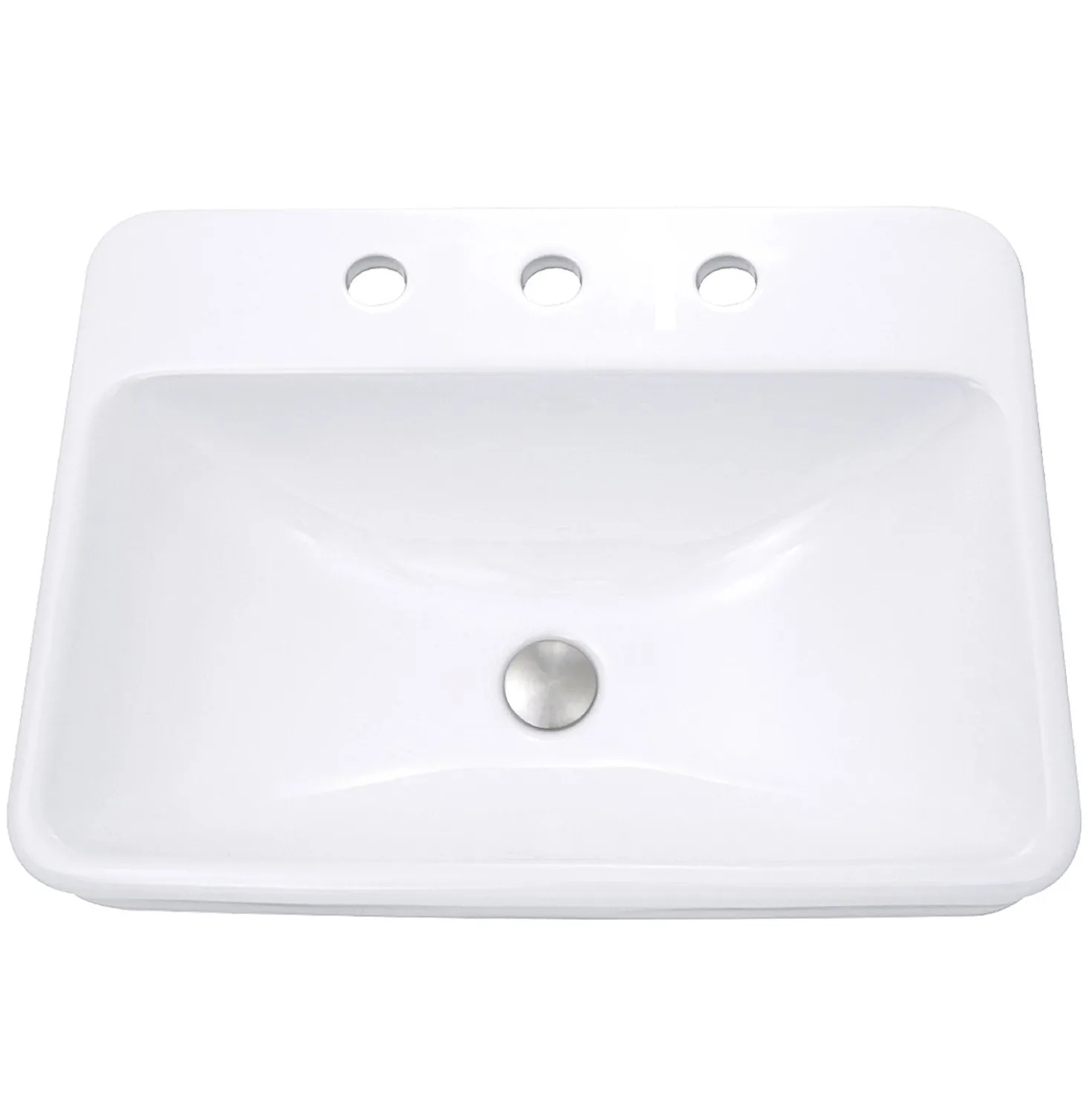 Nantucket Sinks 23-Inch 3-Hole Rectangular Drop-In Ceramic Vanity Sink DI-2317-R8
