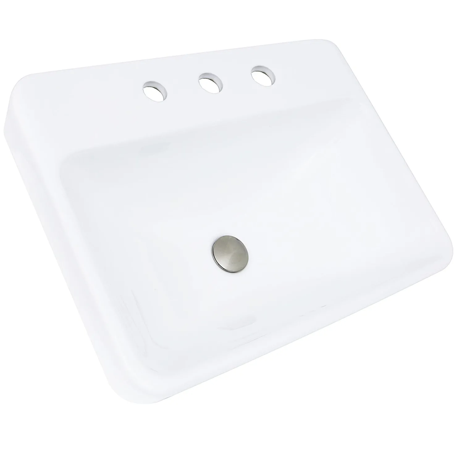 Nantucket Sinks 23-Inch 3-Hole Rectangular Drop-In Ceramic Vanity Sink DI-2317-R8