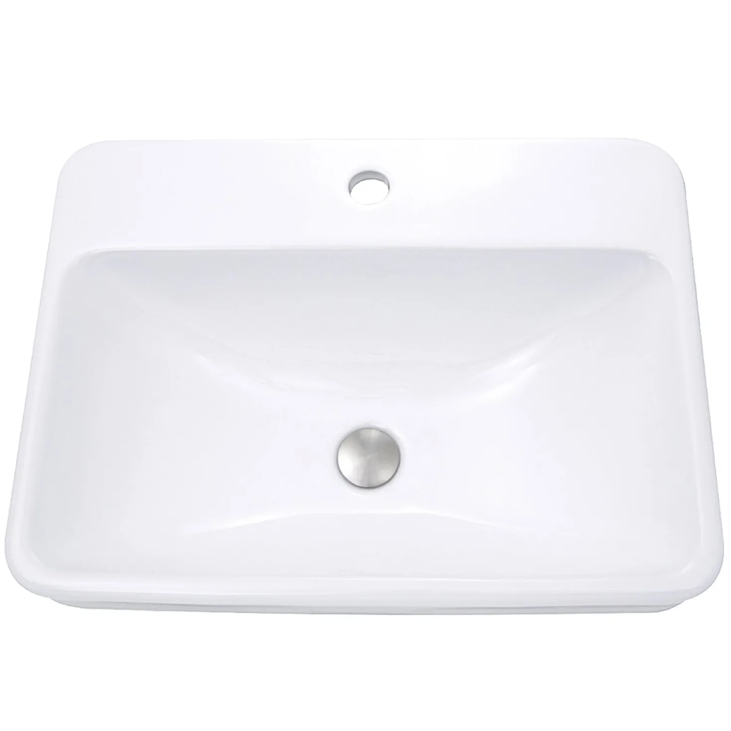 Nantucket Sinks 23-Inch 1-Hole Rectangular Drop-In Ceramic Vanity Sink DI-2317-R1