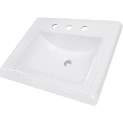 Nantucket Sinks 23-Inch Rectangular Drop-In Ceramic Vanity Sink for 8