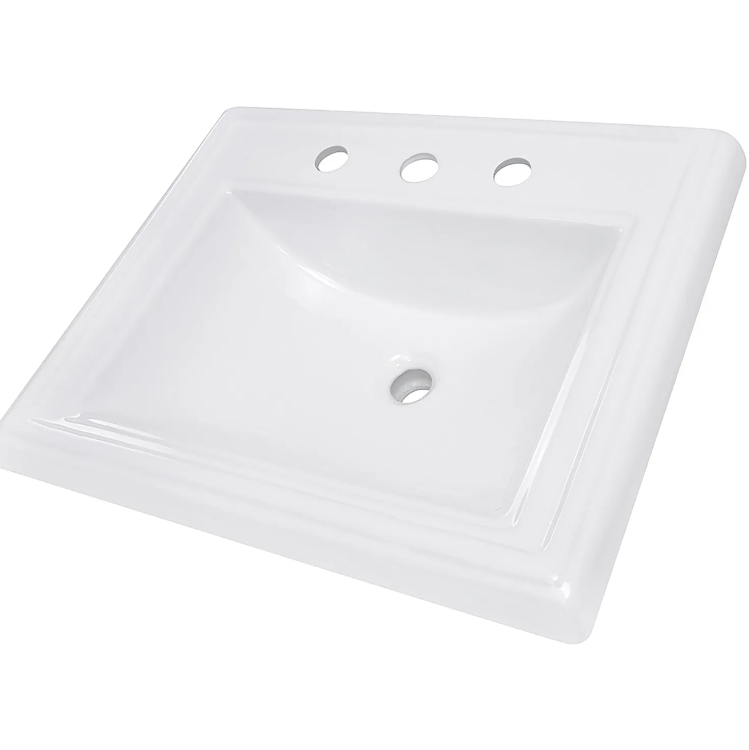 Nantucket Sinks 23-Inch Rectangular Drop-In Ceramic Vanity Sink for 8" Centers