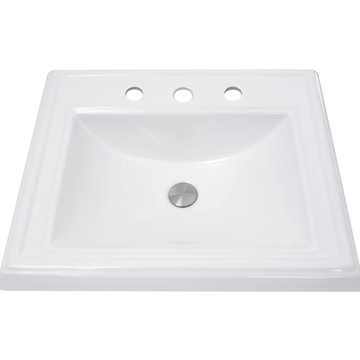 Nantucket Sinks 23-Inch Rectangular Drop-In Ceramic Vanity Sink for 8" Centers
